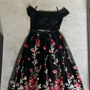 Black Embroidered Skirt with Blouse